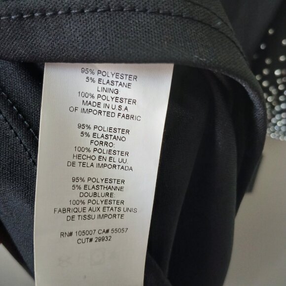 Marina Women's Sz L Black Cocktail Dress Beaded Black Long Sleeve‎ Midi NWT - Picture 13 of 16